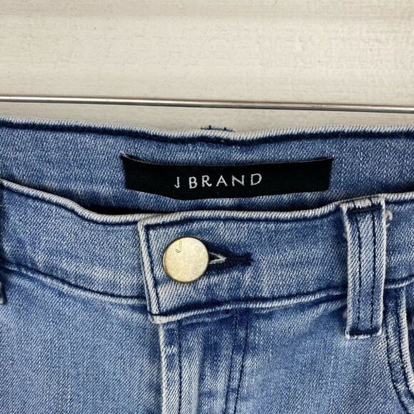 J Brand Ruby Cigarette Jeans 25 Womens Patriot Blue Crop Raw Split Hem Denim - Picture 2 of 7